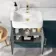 Harper Navy Blue Combination Vanity Basin and Boston Toilet 1200mm - Brushed Brass Accents - Left Handed