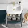 Harper Navy Blue Combination Vanity Basin and Boston Toilet 1200mm - Brushed Brass Accents - Right Handed