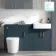 Harper Navy Blue Combination Vanity Basin and Boston Toilet 1500mm - Brushed Brass Accents