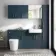 Harper Navy Blue Combination Vanity Basin and Boston Toilet 1500mm - Brushed Brass Accents