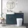 Harper Navy Blue Combination Vanity Basin with Marble Top & Tucson Toilet 1200mm - Brushed Brass Accents