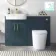 Harper Navy Blue Combination Vanity Basin with Marble Top & Boston Toilet 1200mm - Brushed Brass Accents