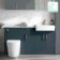 Harper Navy Blue Combination Vanity Basin with Marble Top & Boston Toilet 1500mm - Brushed Brass Accents