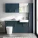 Harper Navy Blue Combination Vanity Basin with Marble Top & Boston Toilet 1500mm - Brushed Brass Accents