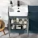 Harper Navy Blue Vanity with Semi Recessed Basin 500mm - Black Accents