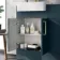 Harper Navy Blue Vanity with Semi Recessed Basin 500mm - Brushed Brass Accents