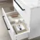 Elba Gloss White Wall Hung Drawer Vanity with Marble Top & Cody Basin 600mm - Black Accents