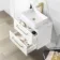 Elba Gloss White Wall Hung Drawer Vanity with Marble Top & Cody Basin 600mm - Brushed Brass Accents