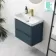 Corsica Inky Blue Wall Hung Slimline Basin Drawer Vanity 600mm