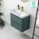 Corsica Midnight Green Wall Hung Slimline Basin Drawer Vanity 600mm