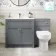 Milos Fog Grey Combination Vanity Basin and Miami Toilet 1300mm - Chrome Handles