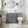 Milos Fog Grey Combination Vanity Basin and Miami Toilet 1300mm - Chrome Handles