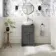 Milos Slate Grey Vanity with Oval Basin 500mm - Brushed Handles