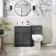 Milos Slate Grey Combination Vanity Basin and Miami Toilet 1100mm - Chrome Handles