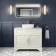 Lucia Chalk White Vanity with Marble Top & Curved Counter Top Basin 1030mm - Brass Knurled Handles