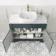 Lucia Inky Blue Vanity with Marble Top & Curved Counter Top Basin 1030mm - Brushed Brass Accents
