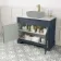 Lucia Inky Blue Cabinet with Marble Top 1030mm (Excludes Counter Top Basin) - Brass Knurled Handles