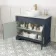 Lucia Inky Blue Vanity with Marble Top & Oval Counter Top Basin 1030mm - Brass Knurled Handles