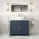 Lucia Inky Blue Vanity with Marble Top & Curved Counter Top Basin 1030mm - Brass Knurled Handles