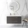 Elba Graphite Grey Wall Hung Basin Drawer Vanity 1000mm - Brushed Brass Accents