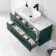 Elba Midnight Green Wall Hung Drawer Vanity with Marble Top & Curved Counter Top Basin 1000mm - Black Accents