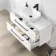 Elba Gloss White Wall Hung Drawer Vanity with Marble Top & Curved Counter Top Basin 1000mm - Black Accents
