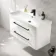 Omaha Gloss White Wall Hung Basin Drawer Vanity 1000mm - Black Accents