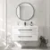 Omaha Gloss White Wall Hung Basin Drawer Vanity 1000mm - Black Accents