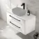 Omaha Gloss White Wall Hung Drawer Vanity with Marble Top 1000mm (Excludes Counter Top Basin) - Black Accents