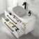 Omaha Gloss White Wall Hung Drawer Vanity with Marble Top 1000mm (Excludes Counter Top Basin) - Black Accents
