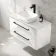 Omaha Gloss White Wall Hung Drawer Vanity with Marble Top & Curved Counter Top Basin 1000mm - Black Accents
