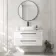 Omaha Gloss White Wall Hung Drawer Vanity with Marble Top & Curved Counter Top Basin 1000mm - Black Accents