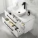 Omaha Gloss White Wall Hung Drawer Vanity with Marble Top & Curved Counter Top Basin 1000mm - Black Accents