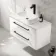 Omaha Gloss White Wall Hung Drawer Vanity with Marble Top & Marin Basin 1000mm - Black Accents