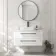 Omaha Gloss White Wall Hung Drawer Vanity with Marble Top & Marin Basin 1000mm - Black Accents