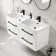 Omaha Gloss White Wall Hung Double Basin Drawer Vanity 1200mm - Black Accents