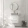 Omaha Gloss White Wall Hung Drawer Vanity with Marble Top 600mm (Excludes Counter Top Basin) - Brushed Brass Accents