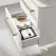 Omaha Gloss White Wall Hung Drawer Vanity with Marble Top & Curved Counter Top Basin 600mm - Brushed Brass Accents