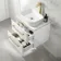 Omaha Gloss White Wall Hung Drawer Vanity with Marble Top & Marin Basin 600mm - Brushed Brass Accents
