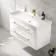 Omaha Gloss White Wall Hung Basin Drawer Vanity 1000mm - Brushed Brass Accents