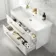 Omaha Gloss White Wall Hung Basin Drawer Vanity 1000mm - Brushed Brass Accents