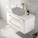 Omaha Gloss White Wall Hung Drawer Vanity with Marble Top 1000mm (Excludes Counter Top Basin) - Brushed Brass Accents
