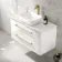 Omaha Gloss White Wall Hung Drawer Vanity with Marble Top & Curved Counter Top Basin 1000mm - Brushed Brass Accents