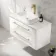 Omaha Gloss White Wall Hung Drawer Vanity with Marble Top & Marin Basin 1000mm - Brushed Brass Accents