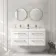 Omaha Gloss White Wall Hung Double Basin Drawer Vanity 1200mm - Brushed Brass Accents