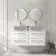 Omaha Gloss White Wall Hung Drawer Vanity with Marble Top 1200mm (Excludes Counter Top Basin) - Brushed Brass Accents