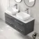 Omaha Slate Grey Wall Hung Drawer Vanity with Marble Top & Curved Counter Top Basin 1200mm