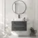 Omaha Slate Grey Wall Hung Drawer Vanity with Marble Top & Marin Basin 800mm - Black Accents