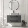 Omaha Slate Grey Wall Hung Drawer Vanity with Marble Top 1000mm (Excludes Counter Top Basin) - Black Accents