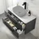 Omaha Slate Grey Wall Hung Drawer Vanity with Marble Top 1000mm (Excludes Counter Top Basin) - Black Accents